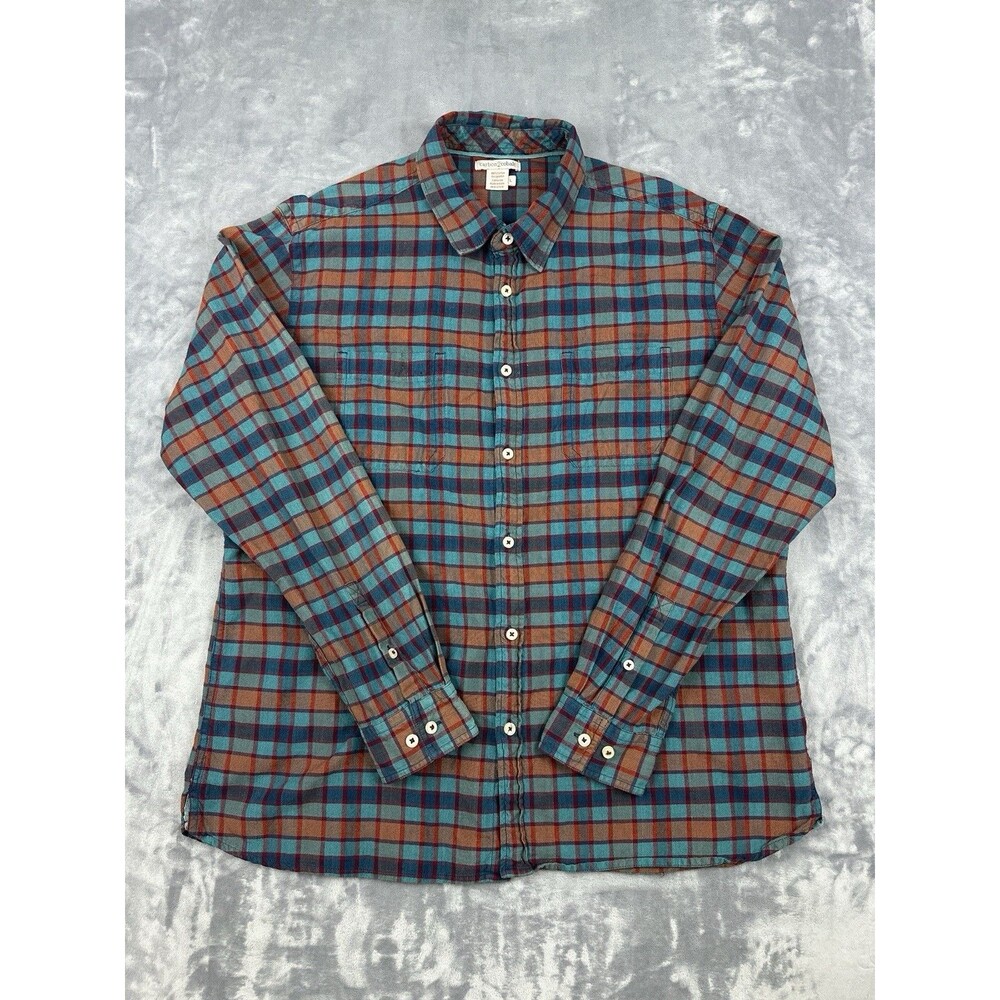 Carbon 2 Cobalt Button Up Shirt Mens Size Large Multicolor Plaid 100% Cotton L/S